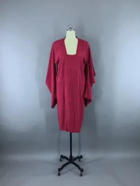 1920s Vintage Silk Michiyuki Kimono Coat in Cranberry Red