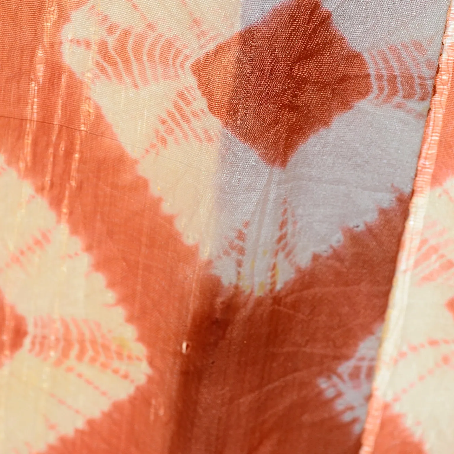 1930s Hand Dyed Orange Kimono Japanese Shibori Silk Robe