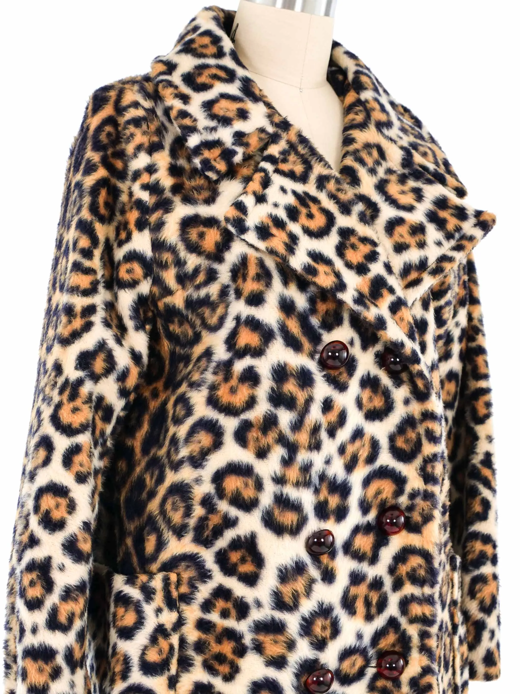 1960s Leopard Faux Fur Coat