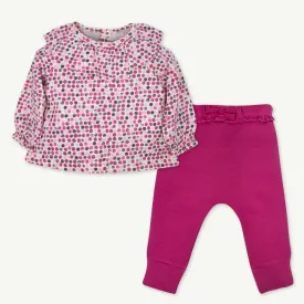 2-Piece Raspberry Polka Dot Pant Set