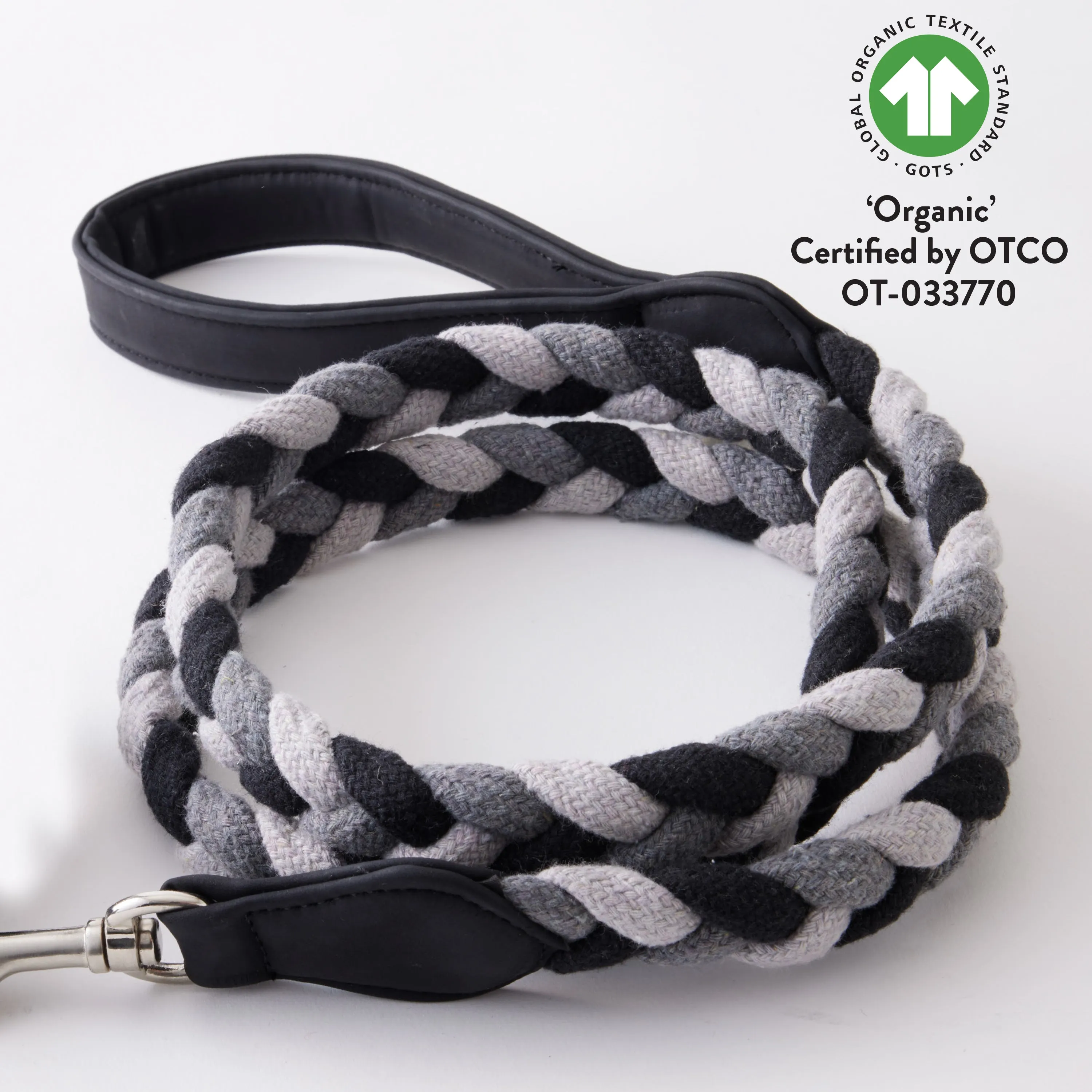 2-Piece Vegan Suede Collar & Braided Cotton Rope Leash Set