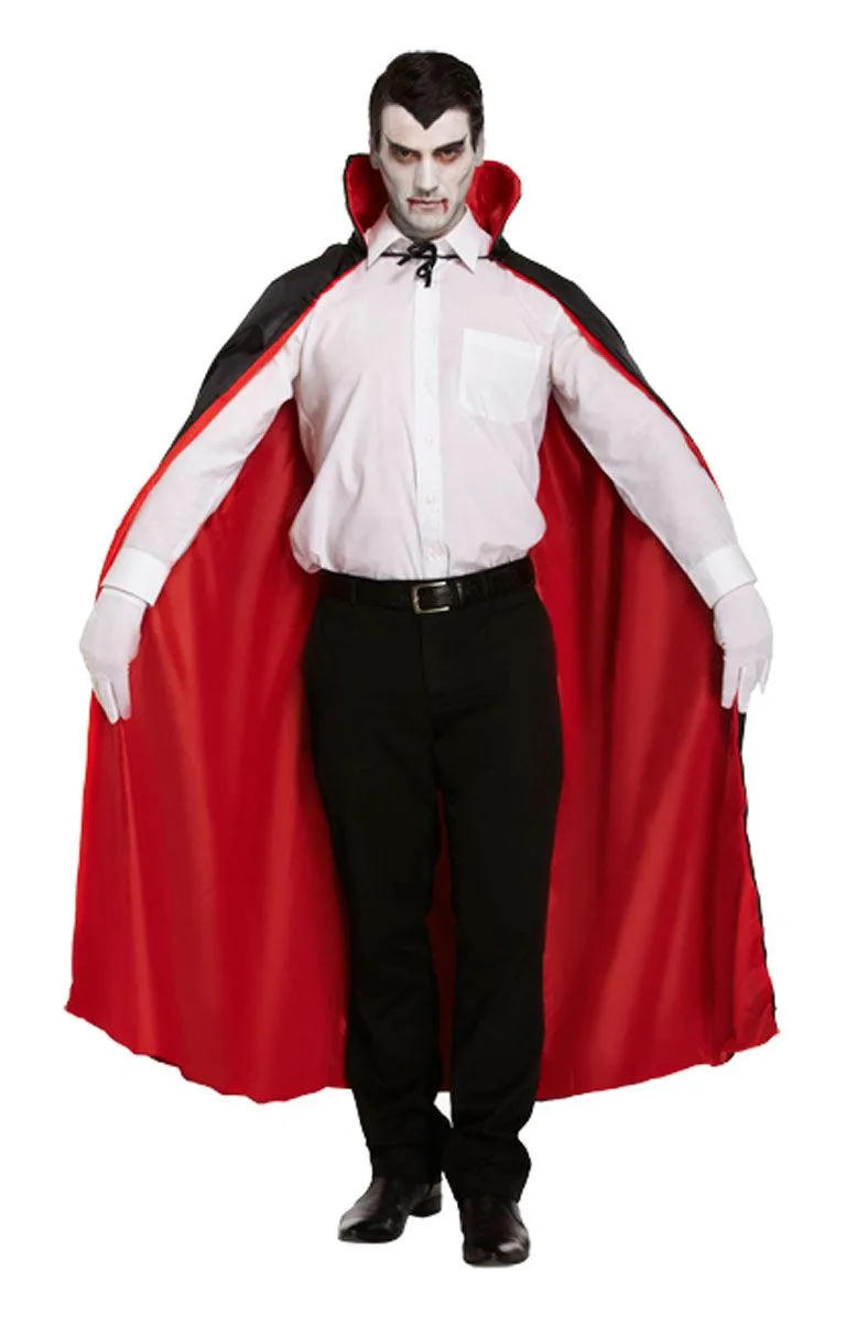 Adults Reversible Red Cape Halloween Dracula Vampire Cloak Unisex Scary Fancy Dress