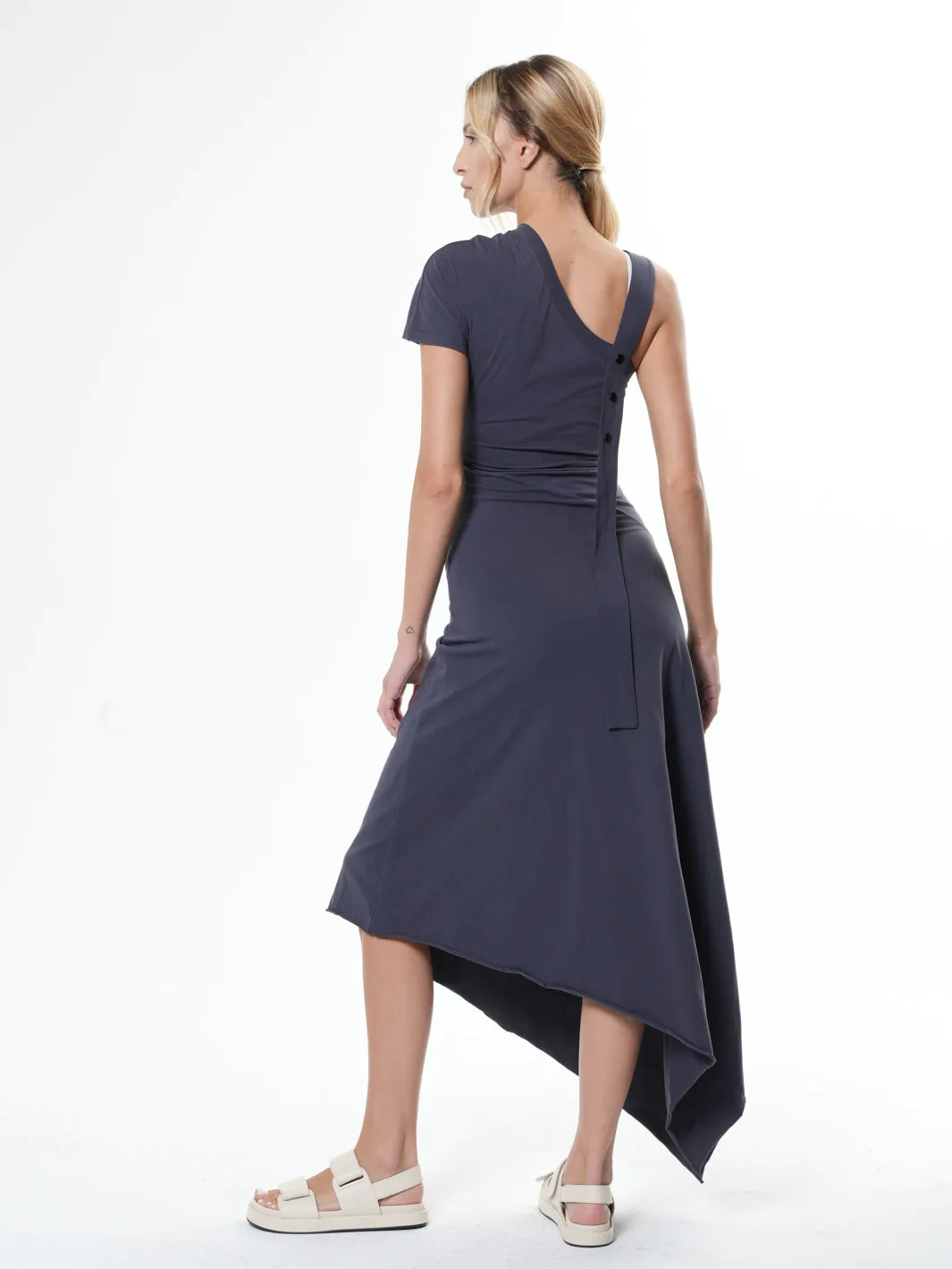 Asymmetric Cotton Gray Dress