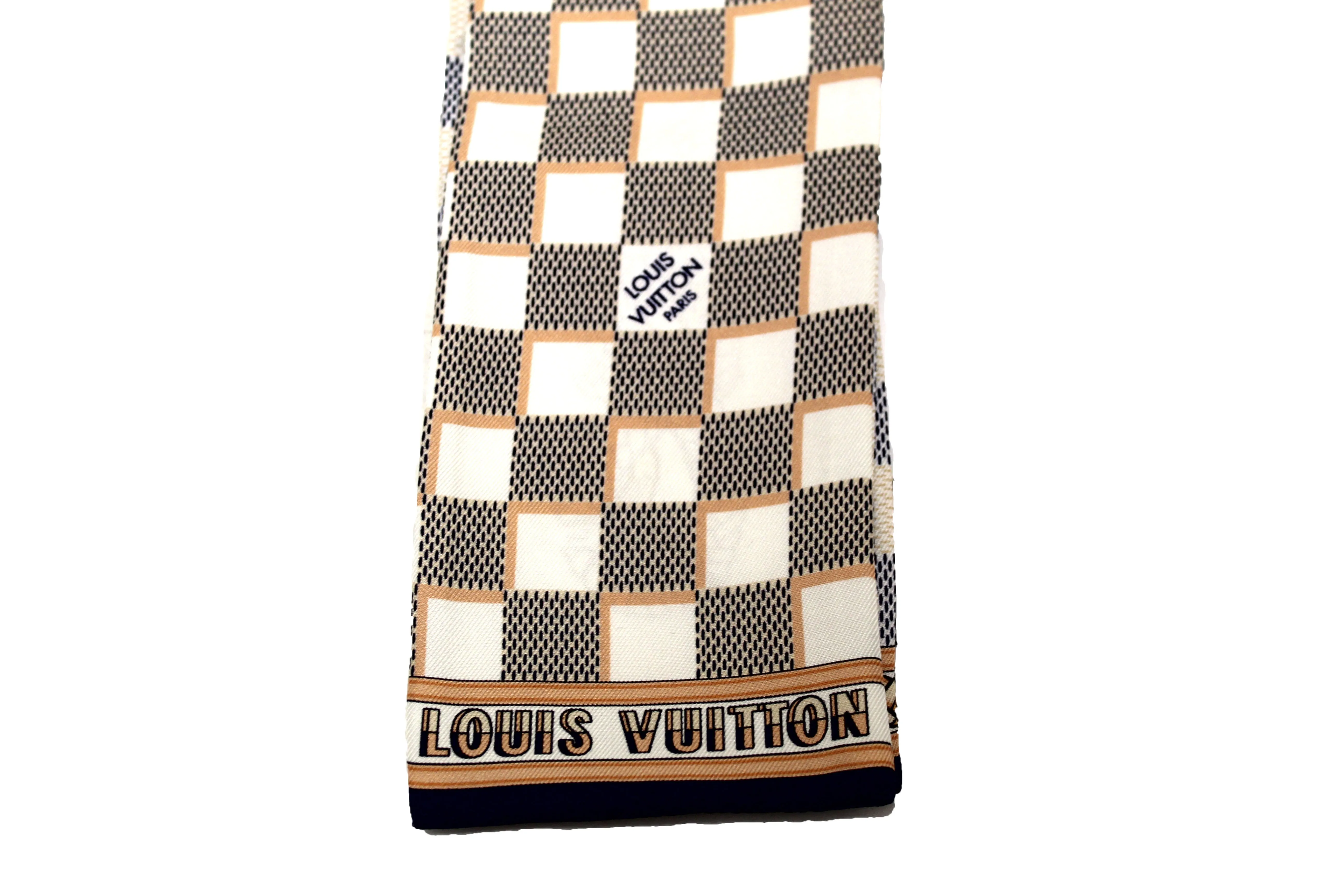 Authentic Louis Vuitton Silk Damier Infinity Bandeau Twilly Scarf