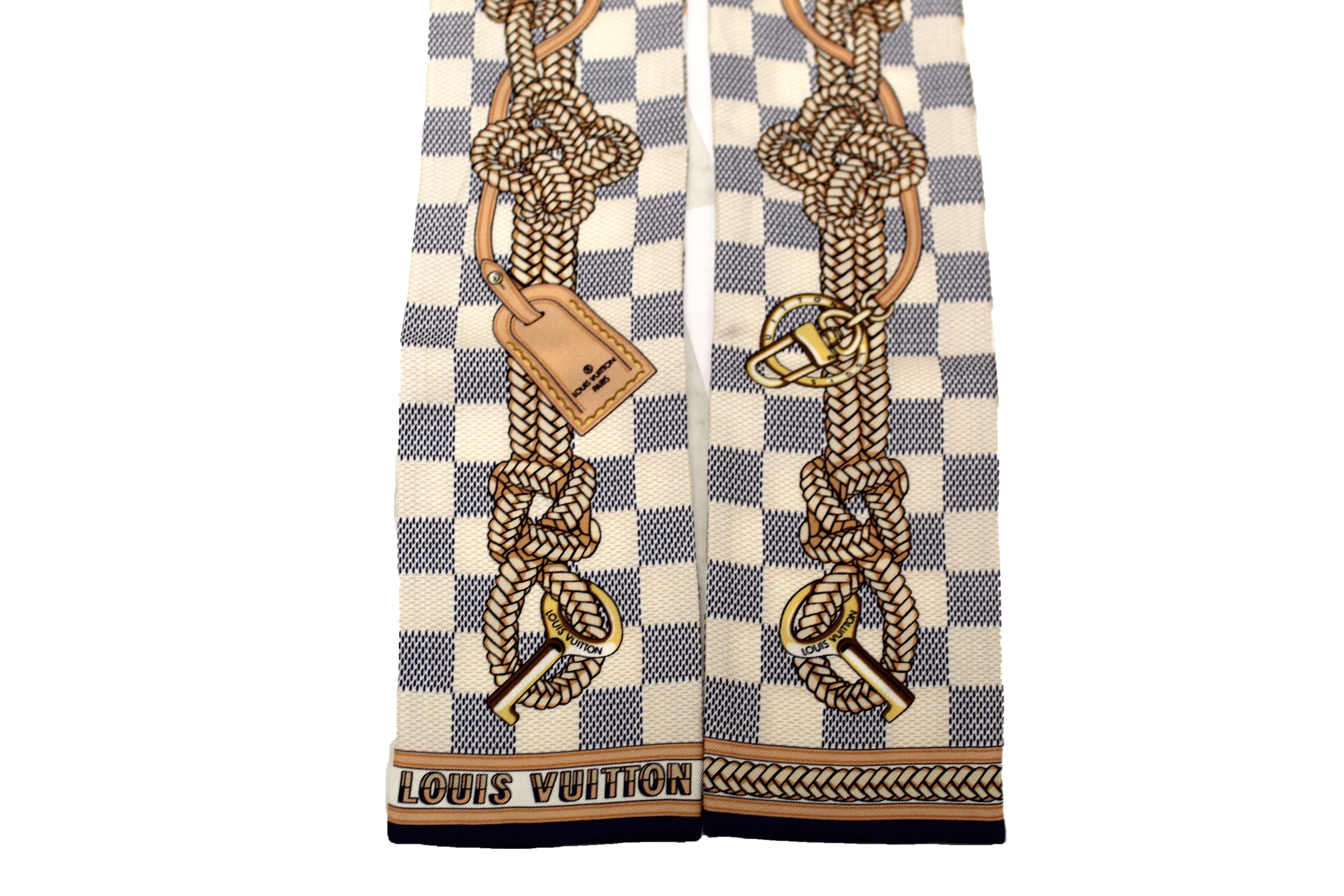 Authentic Louis Vuitton Silk Damier Infinity Bandeau Twilly Scarf