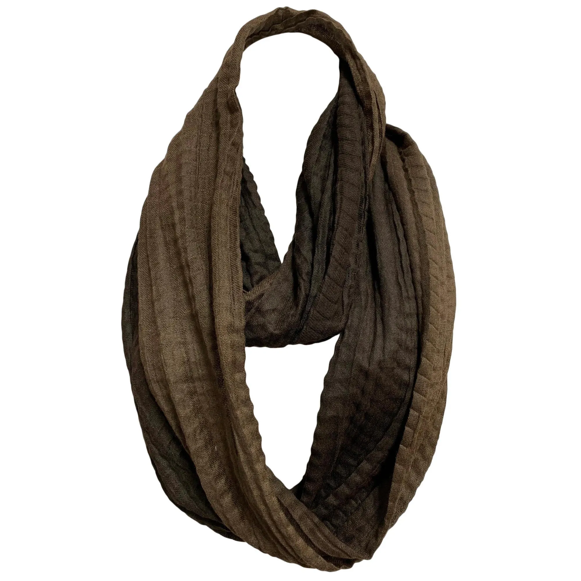 Beige Brown Ombre Crinkled Loop Infinity Fashion Scarf Muffler Stole JK290