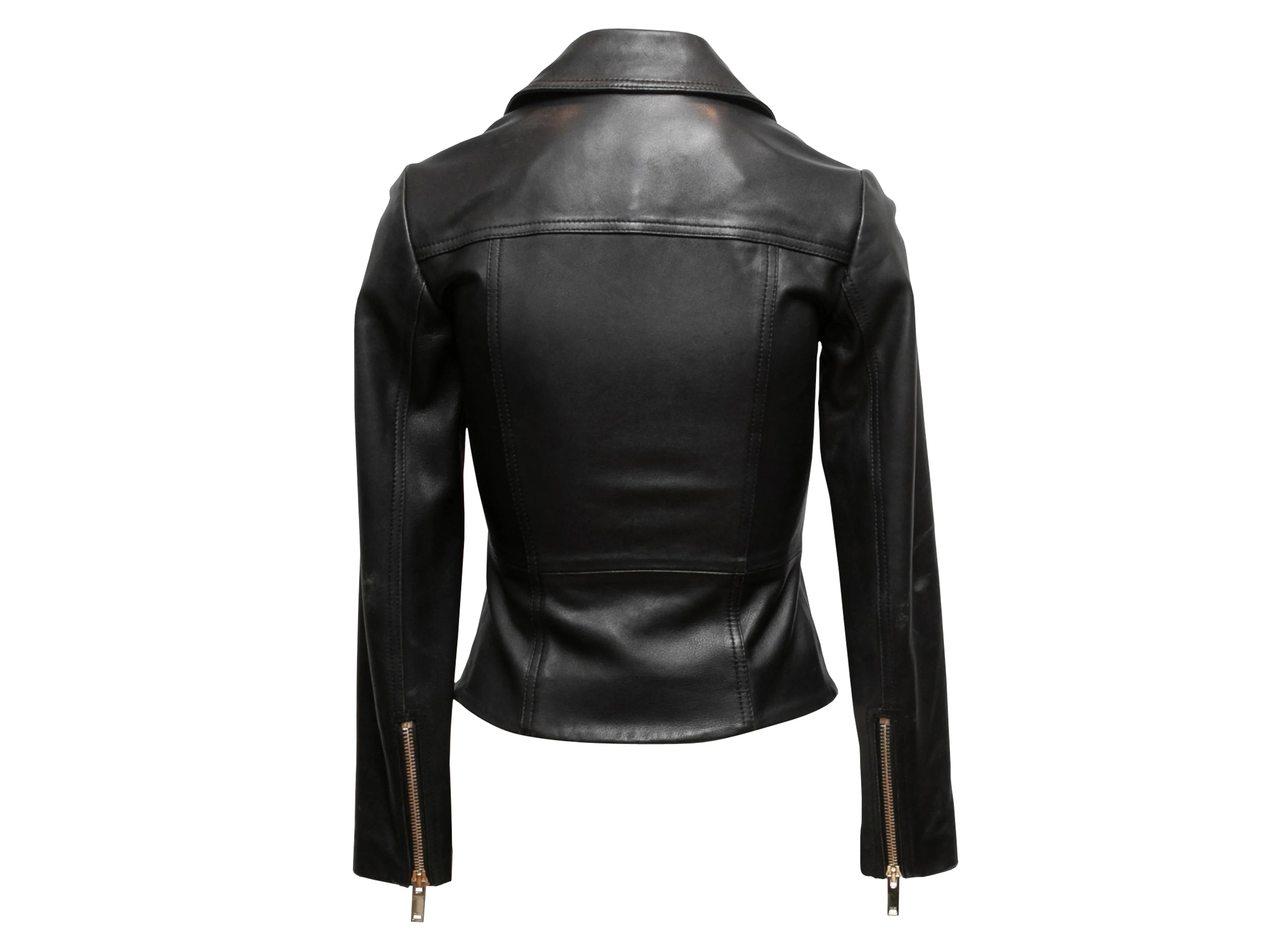 Black Reiss Leather Moto Jacket Size US 0