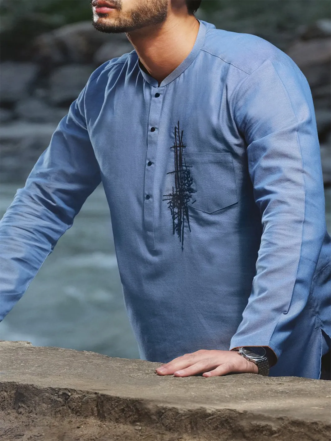 Blue Blended Kurta - AL-K-819