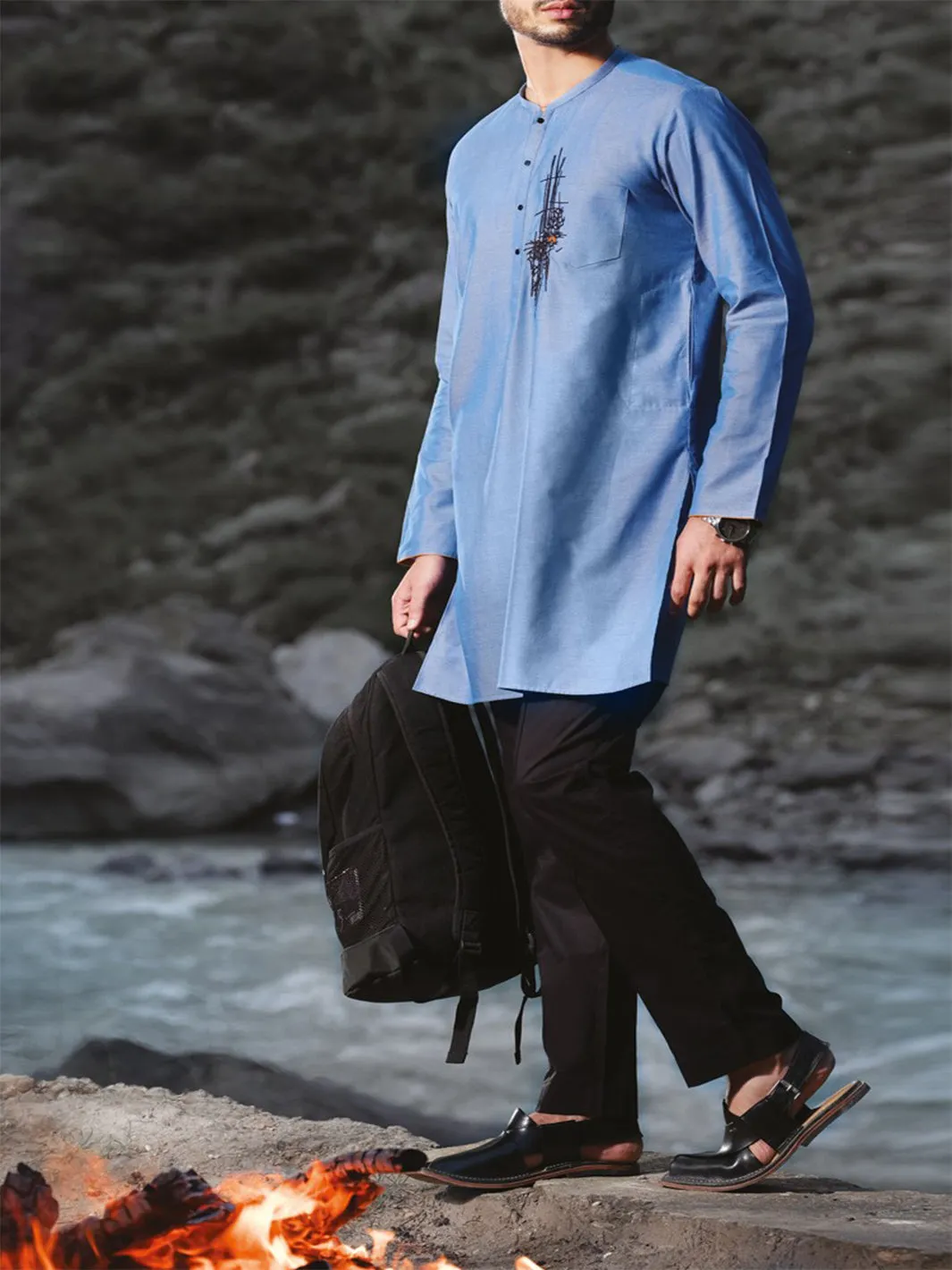 Blue Blended Kurta - AL-K-819