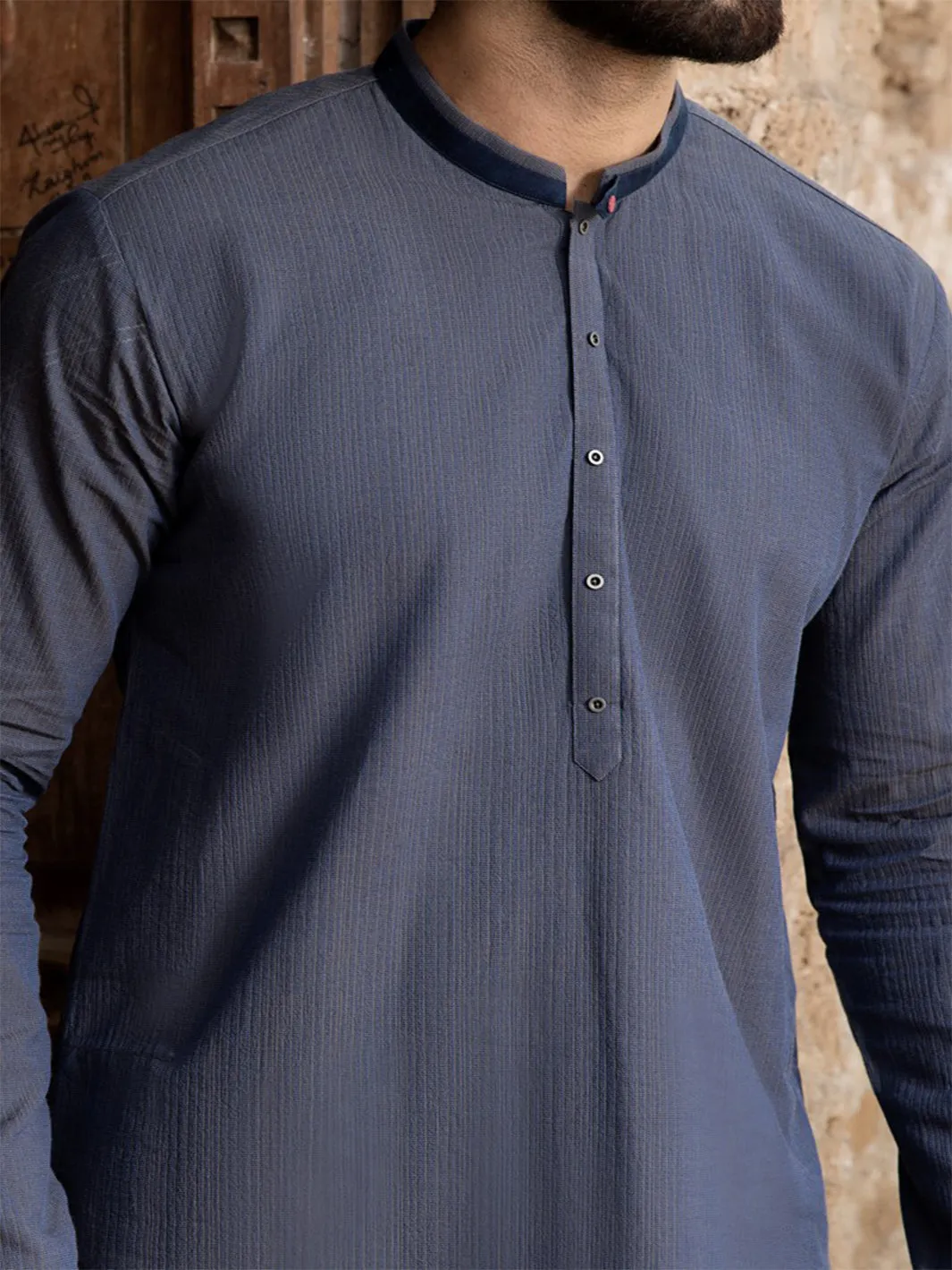 Blue Cotton Kurta - AL-K-760