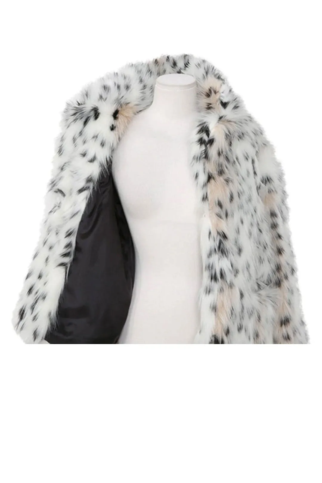 Boho Winter Coat, Fur Coat, Faux Fox Fur, Short White Leopard