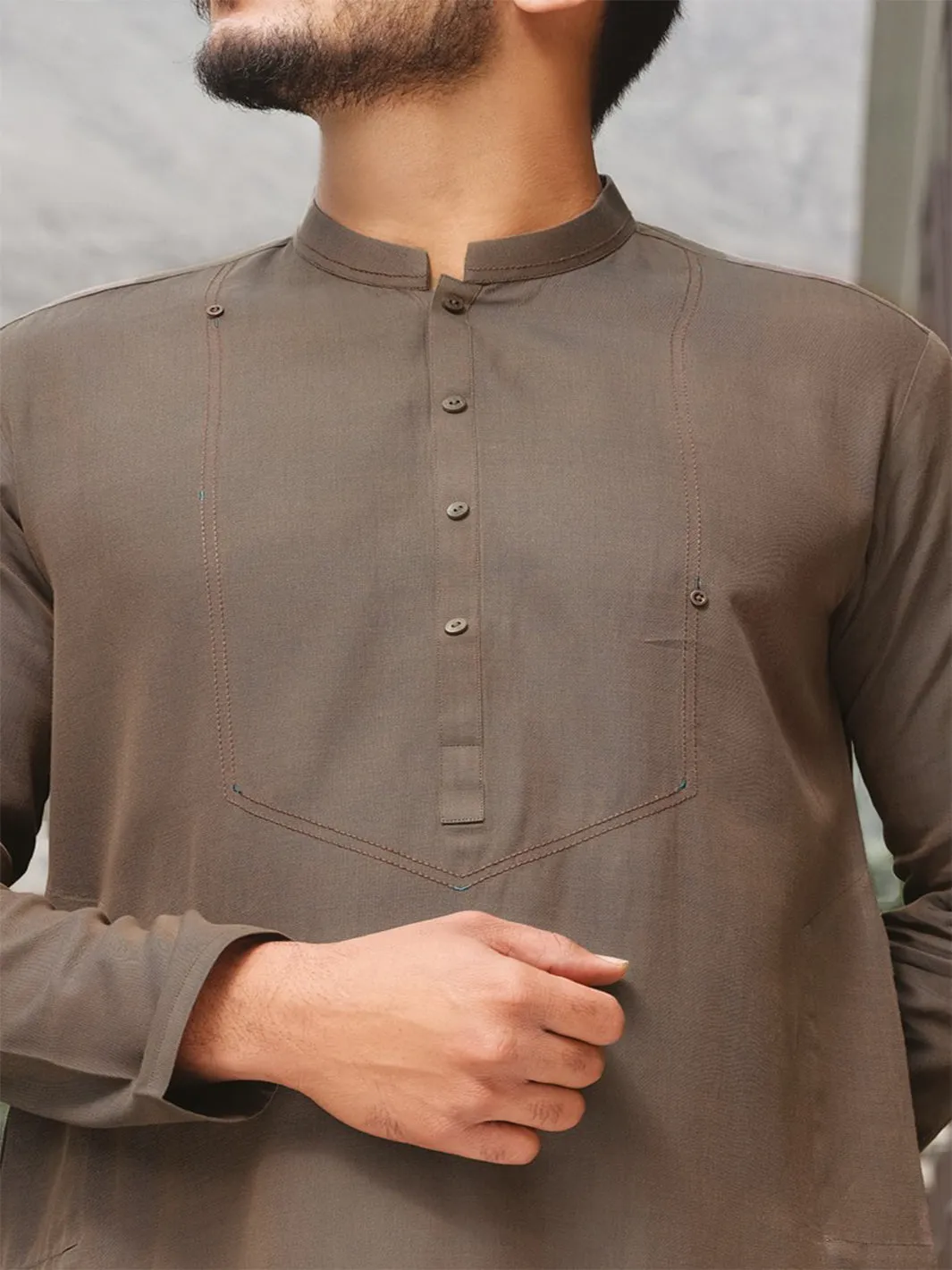 Brown Blended Kurta - AL-K-810