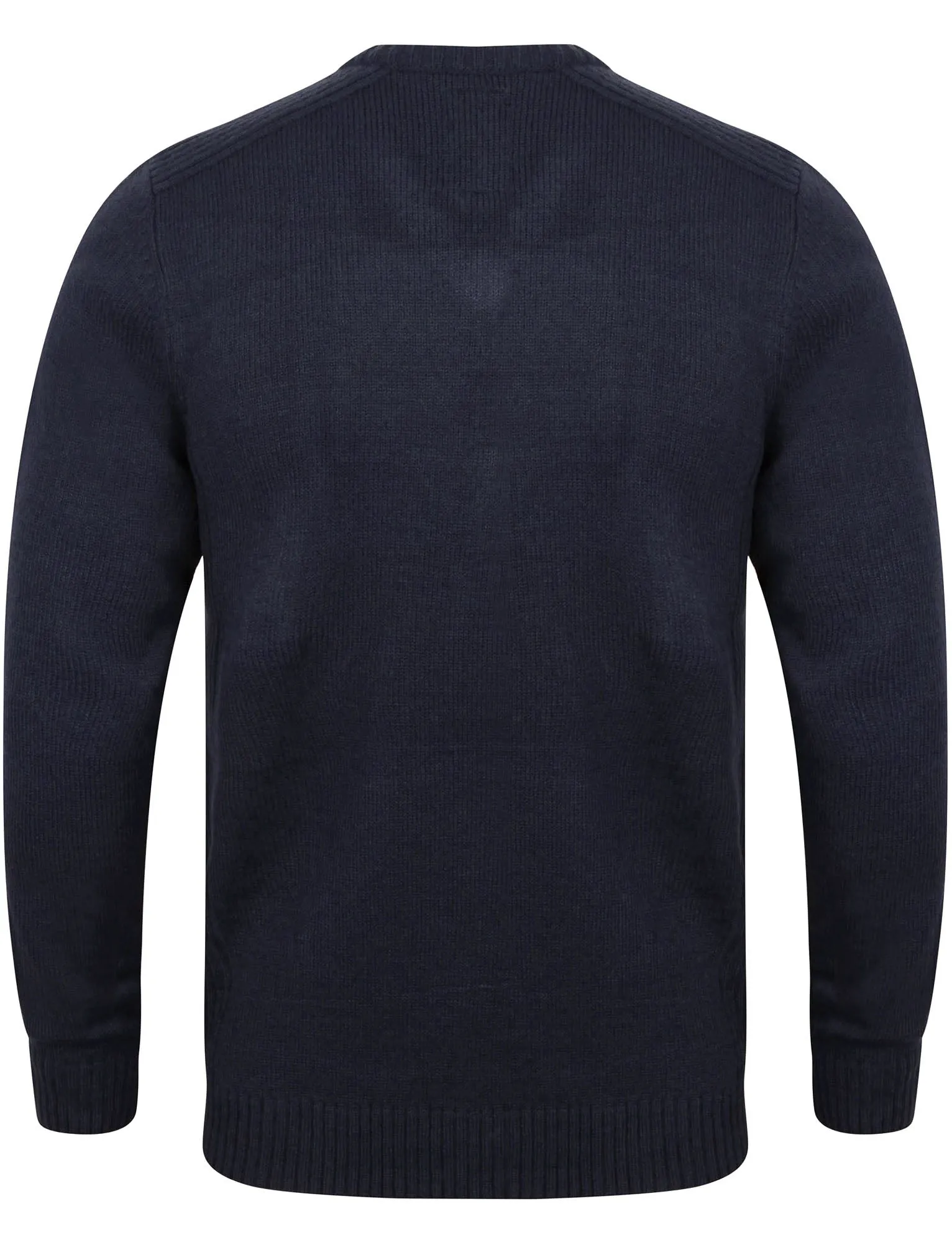 Camley V Neck Jumper with Ribbed Panels In Peacoat - Kensington Eastside