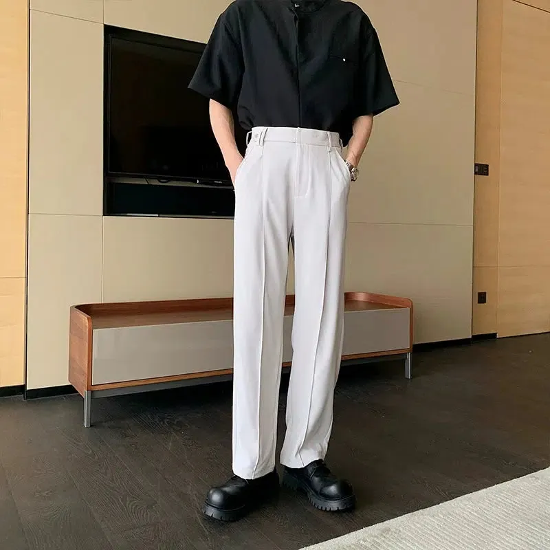 Casual High-Waist Pleated Pants