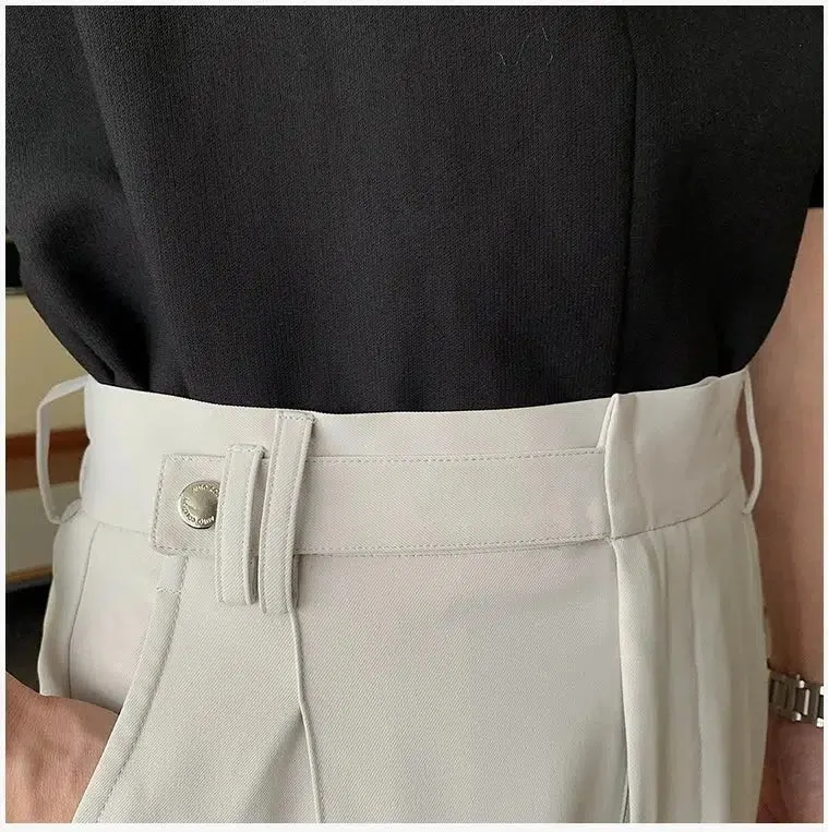 Casual High-Waist Pleated Pants