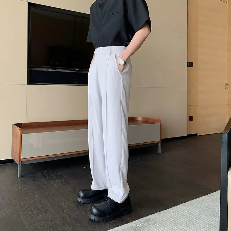 Casual High-Waist Pleated Pants