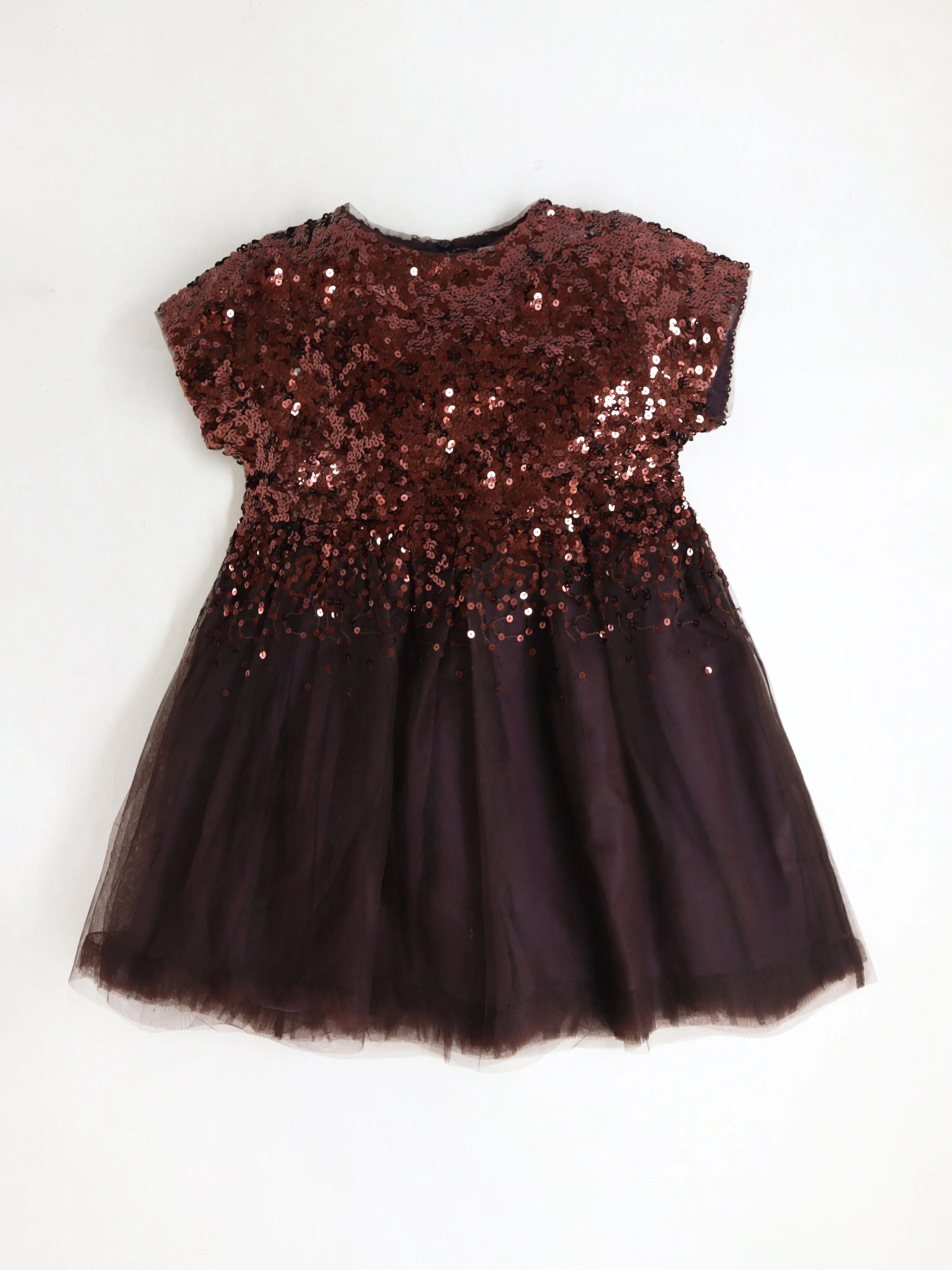 Cherry Crumble Girls Brown Regular Length Solid Dress