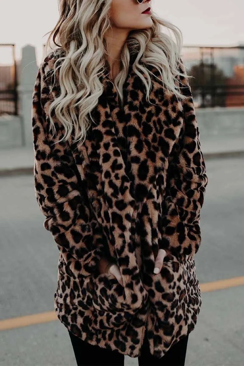 Chicindress Women's Lapel Leopard Coat