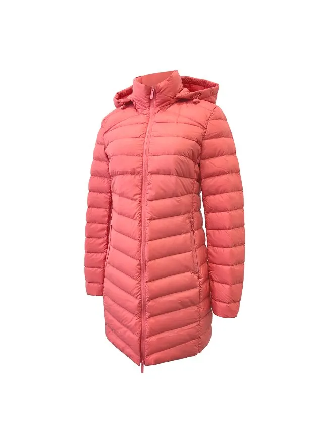 Coral Duck Down Puffer Coat