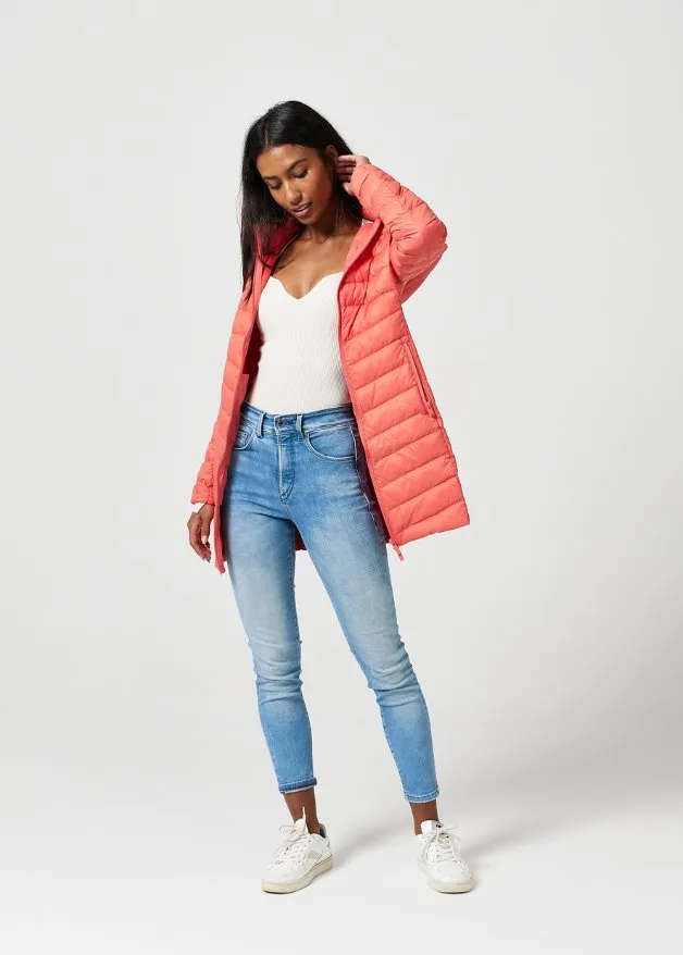 Coral Duck Down Puffer Coat