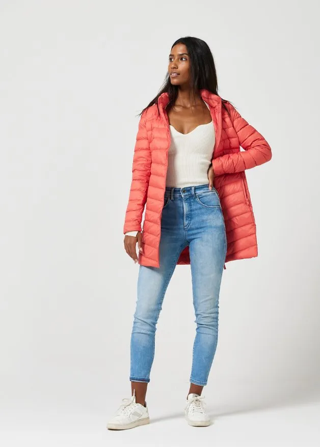 Coral Duck Down Puffer Coat