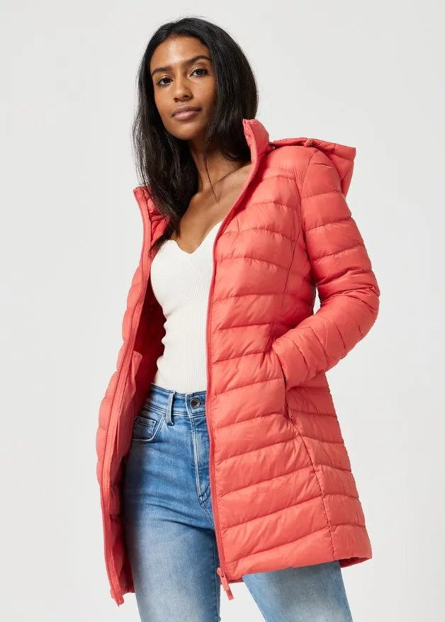 Coral Duck Down Puffer Coat