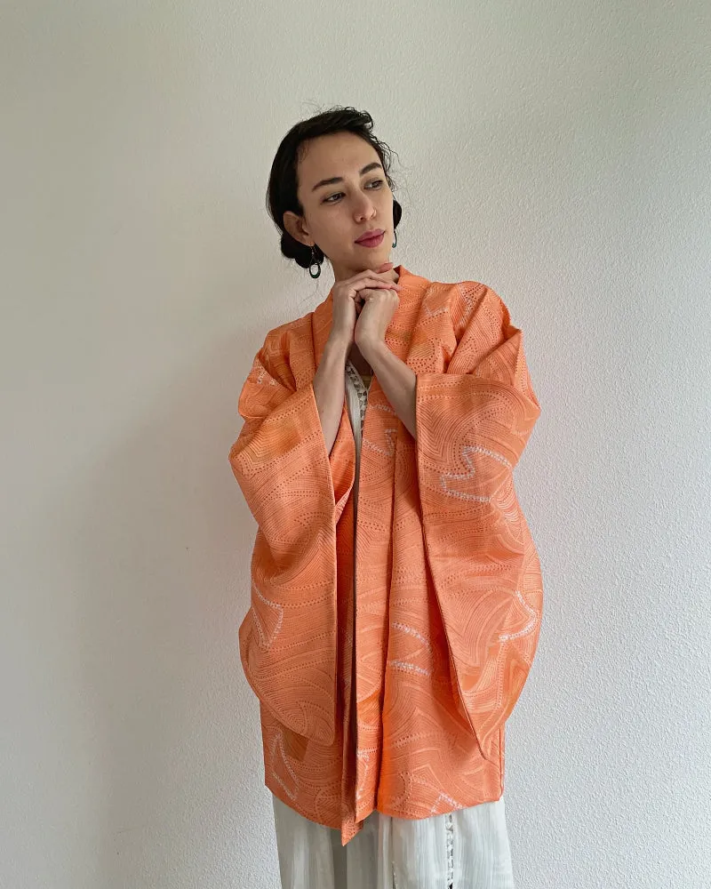 Coral Waves Inwoven Haori Kimono Jacket