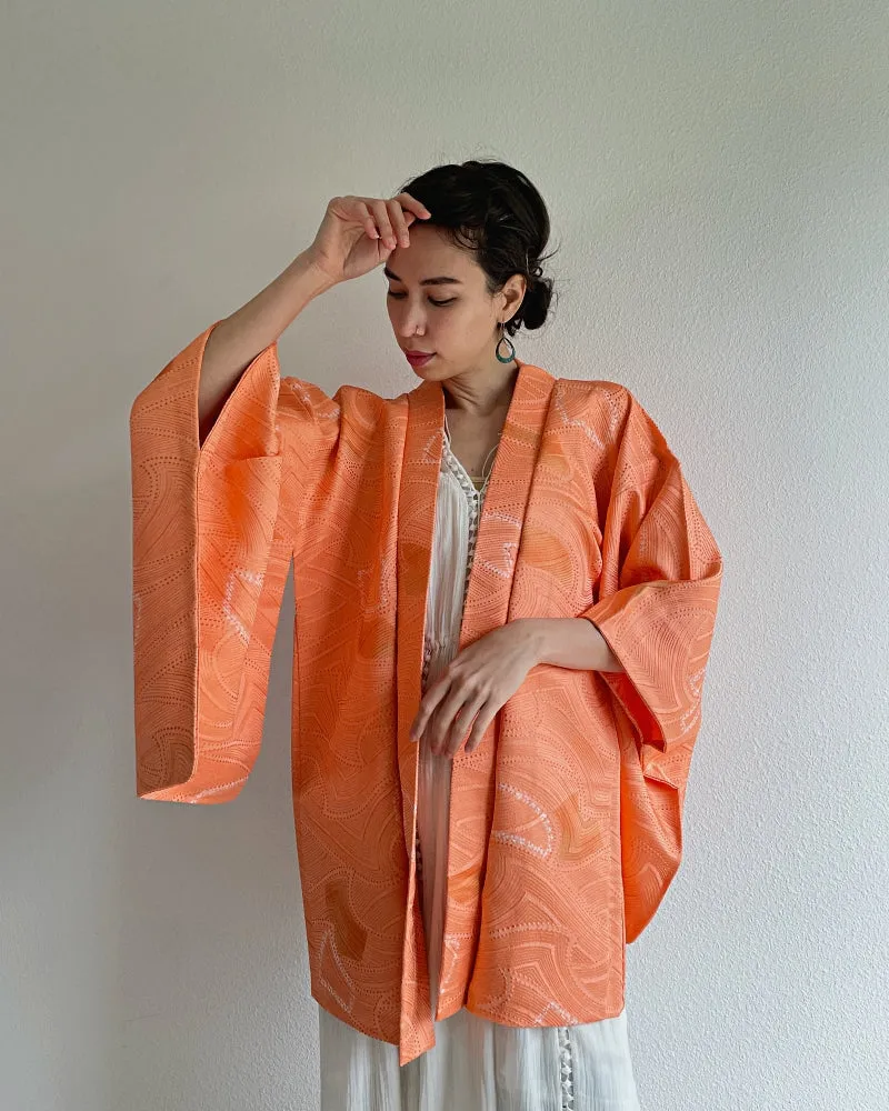 Coral Waves Inwoven Haori Kimono Jacket