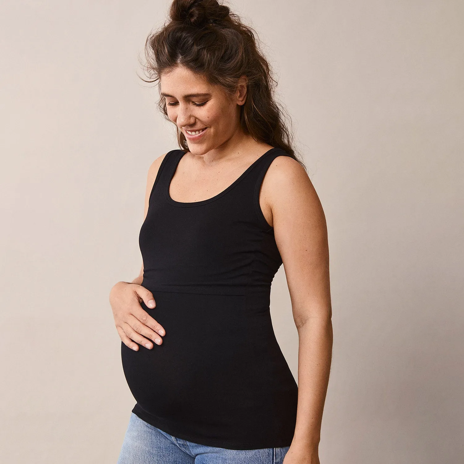 Cotton Maternity Classic Tank Top - Black