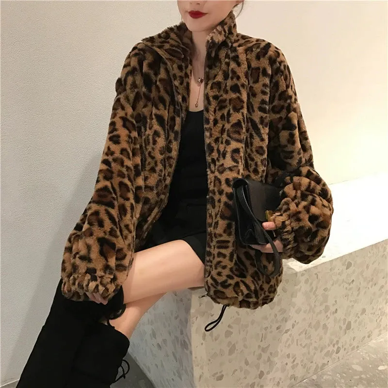 Cozy Leopard Lambswool Coat