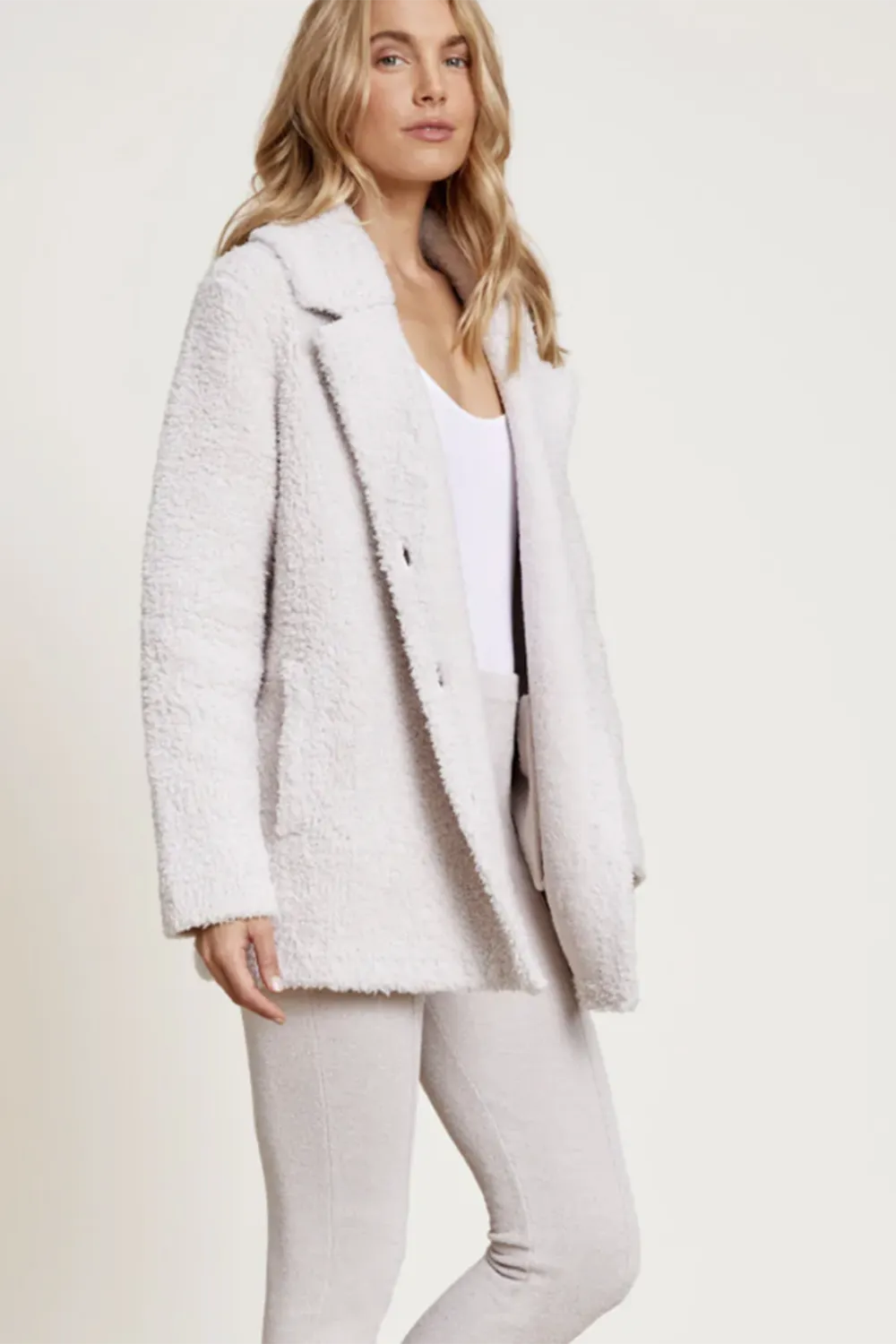 CozyChic Shearling Peacoat - Almond