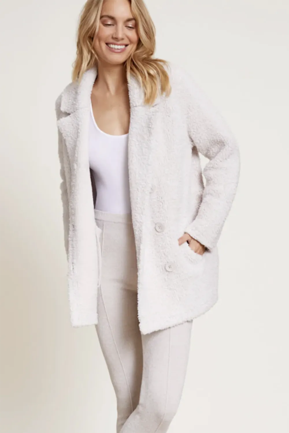 CozyChic Shearling Peacoat - Almond