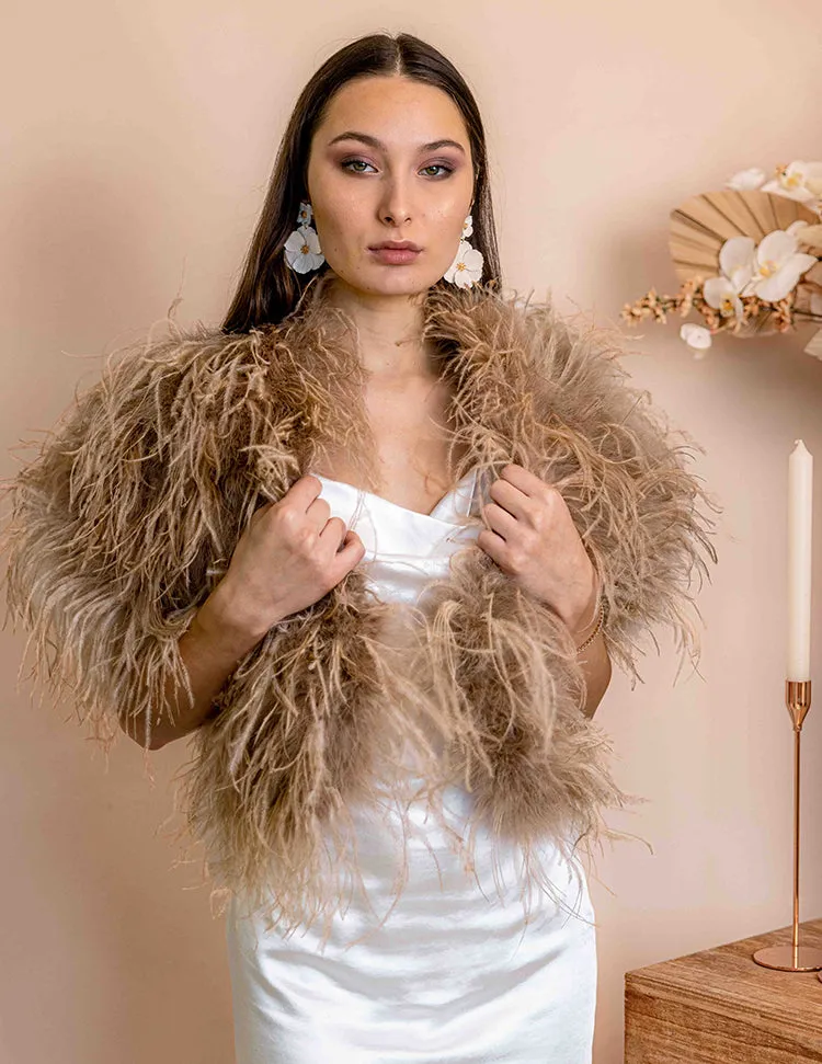 Daphne - Feather Cape in Toffee