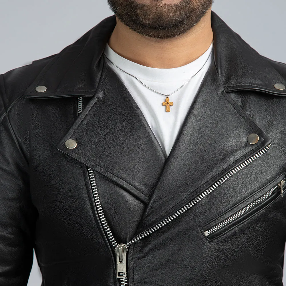 David Black Leather Biker Jacket