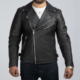 David Black Leather Biker Jacket