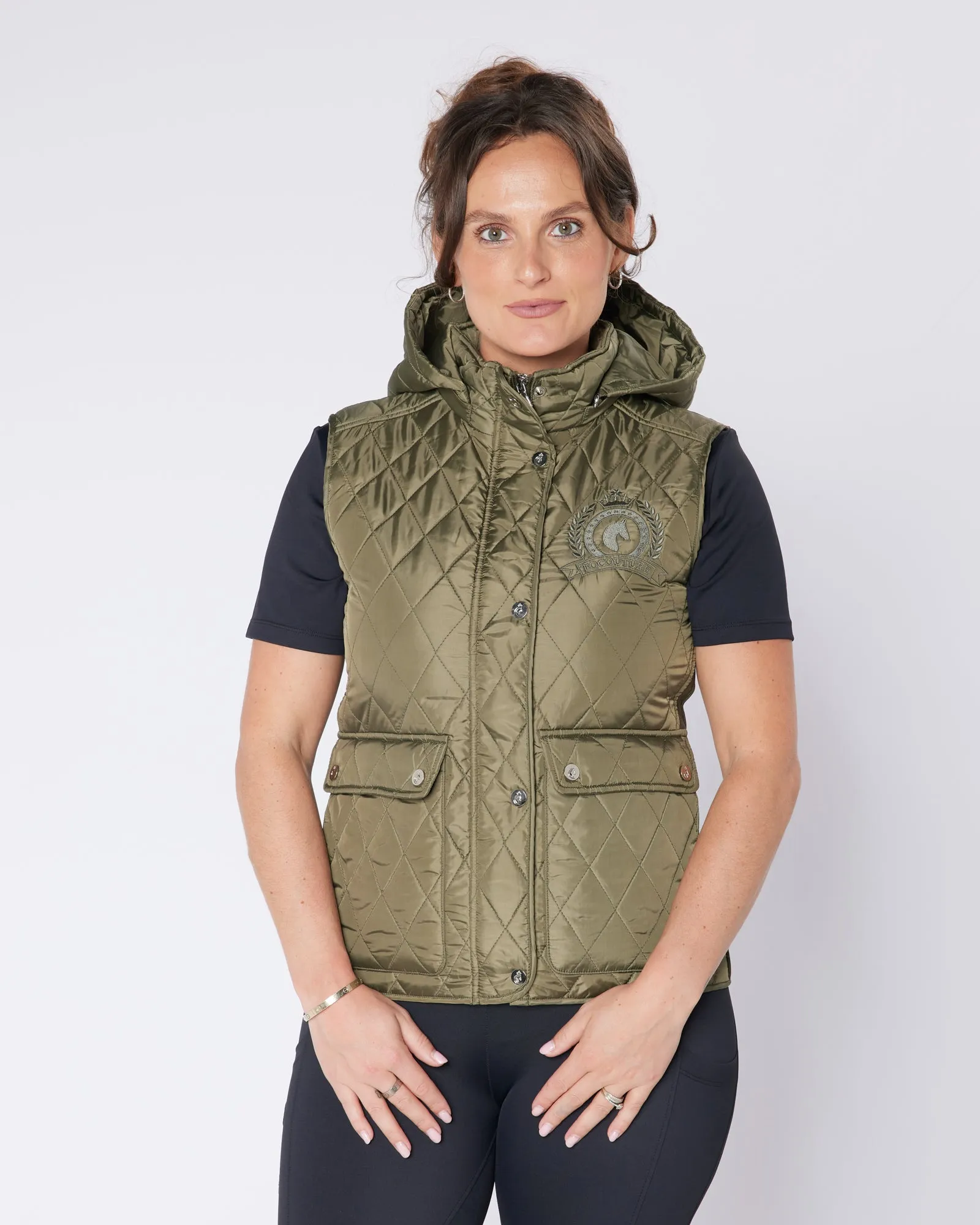 Diamond Quilt Tapered Gilet - Country Green