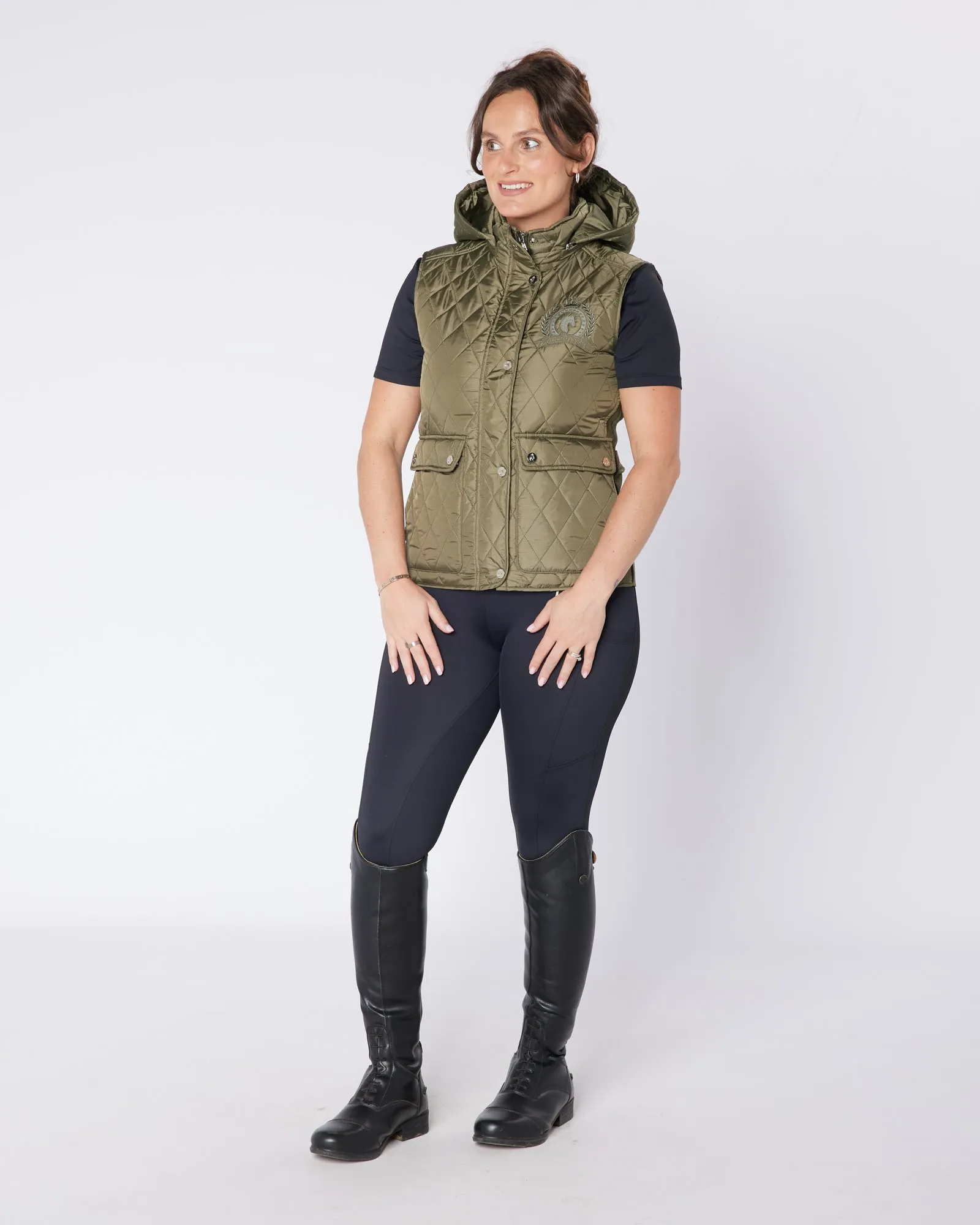 Diamond Quilt Tapered Gilet - Country Green