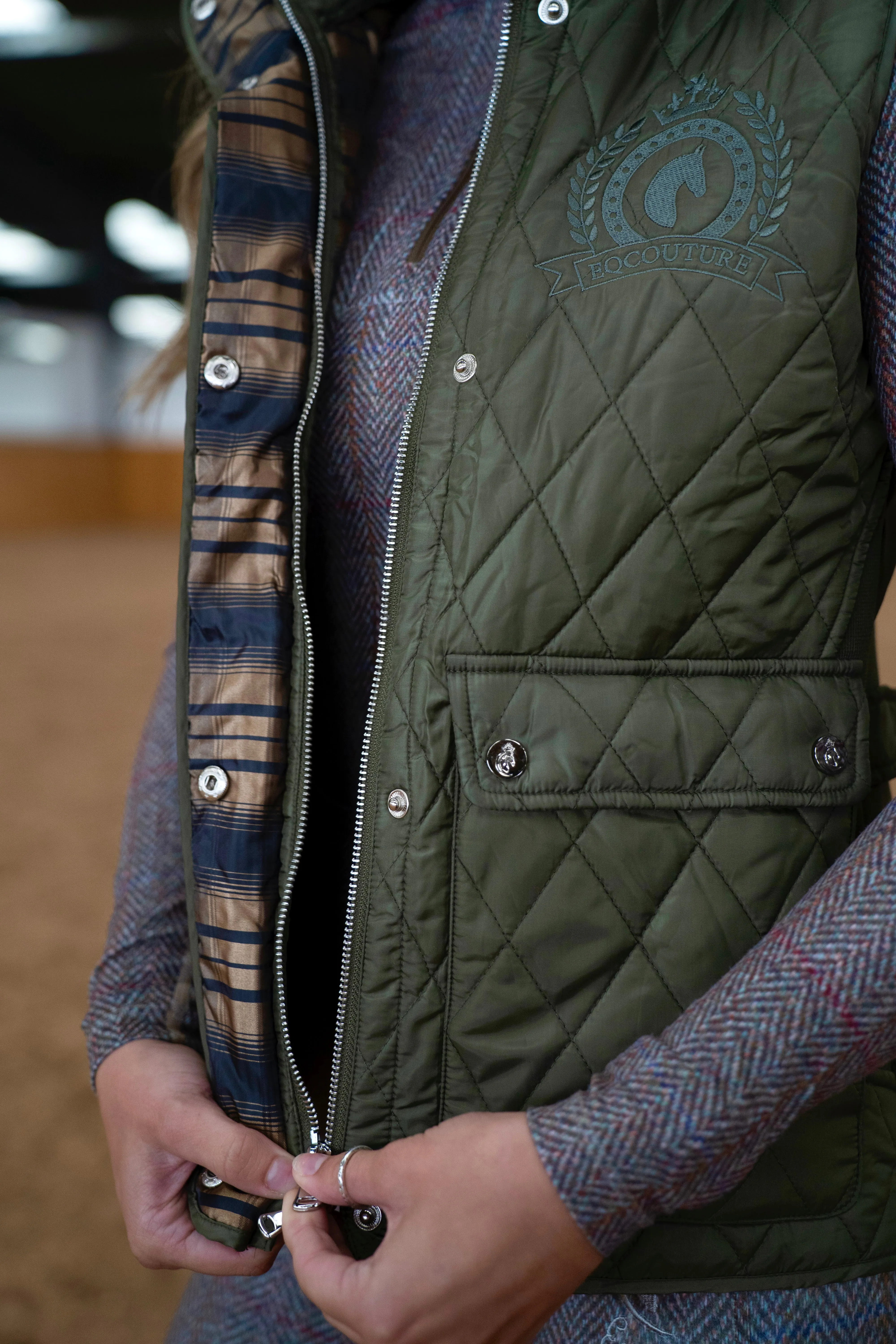 Diamond Quilt Tapered Gilet - Country Green