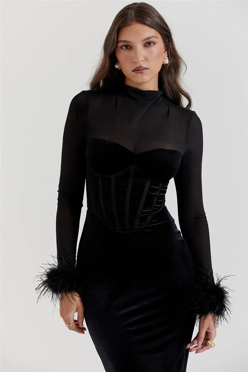 Elizabeth Feather Sexy Midi Dress