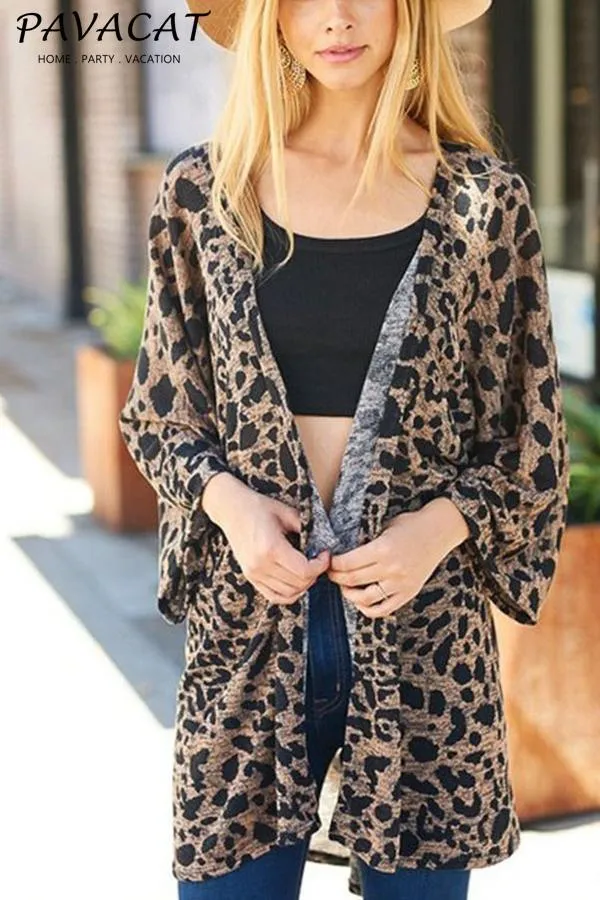 elveswallet Leopard Three Quarter Length Sleeve Coat