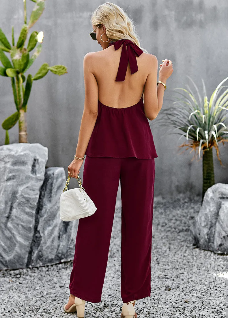 Fashion Solid Color Two-piece Suit