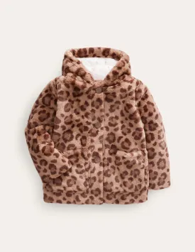 Faux Fur Duffle Coat-Large Leopard