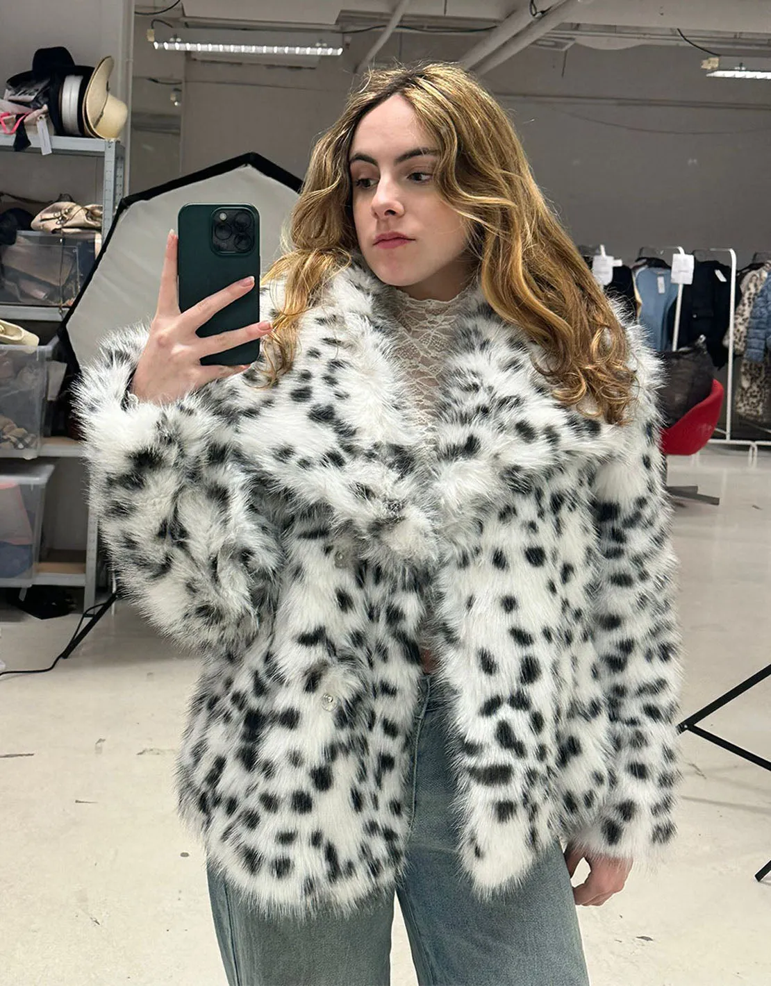 Faux fur leopard print short coat II