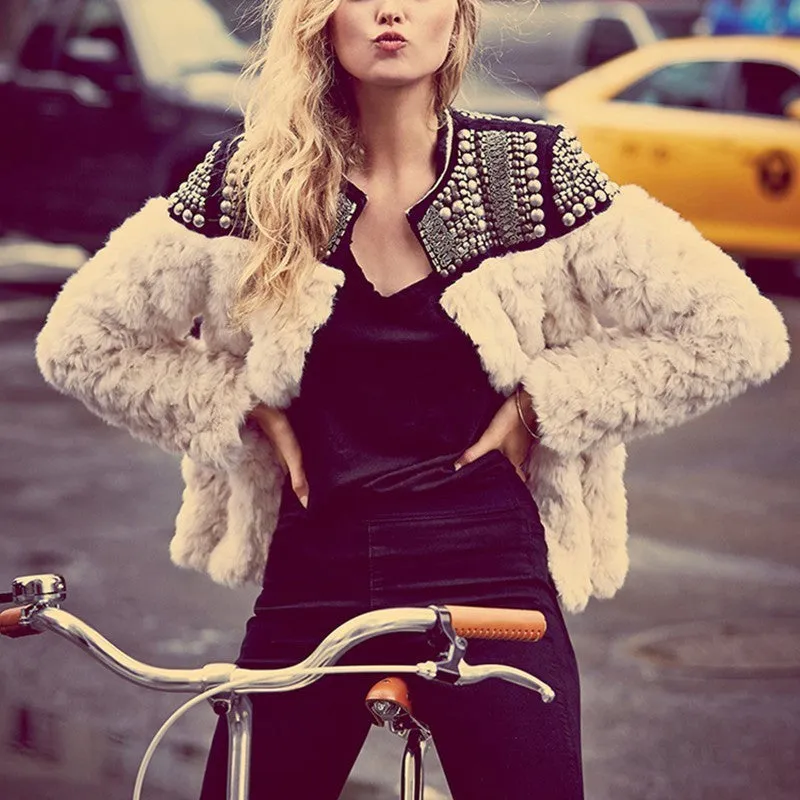 Faux Wool Studded Jacket