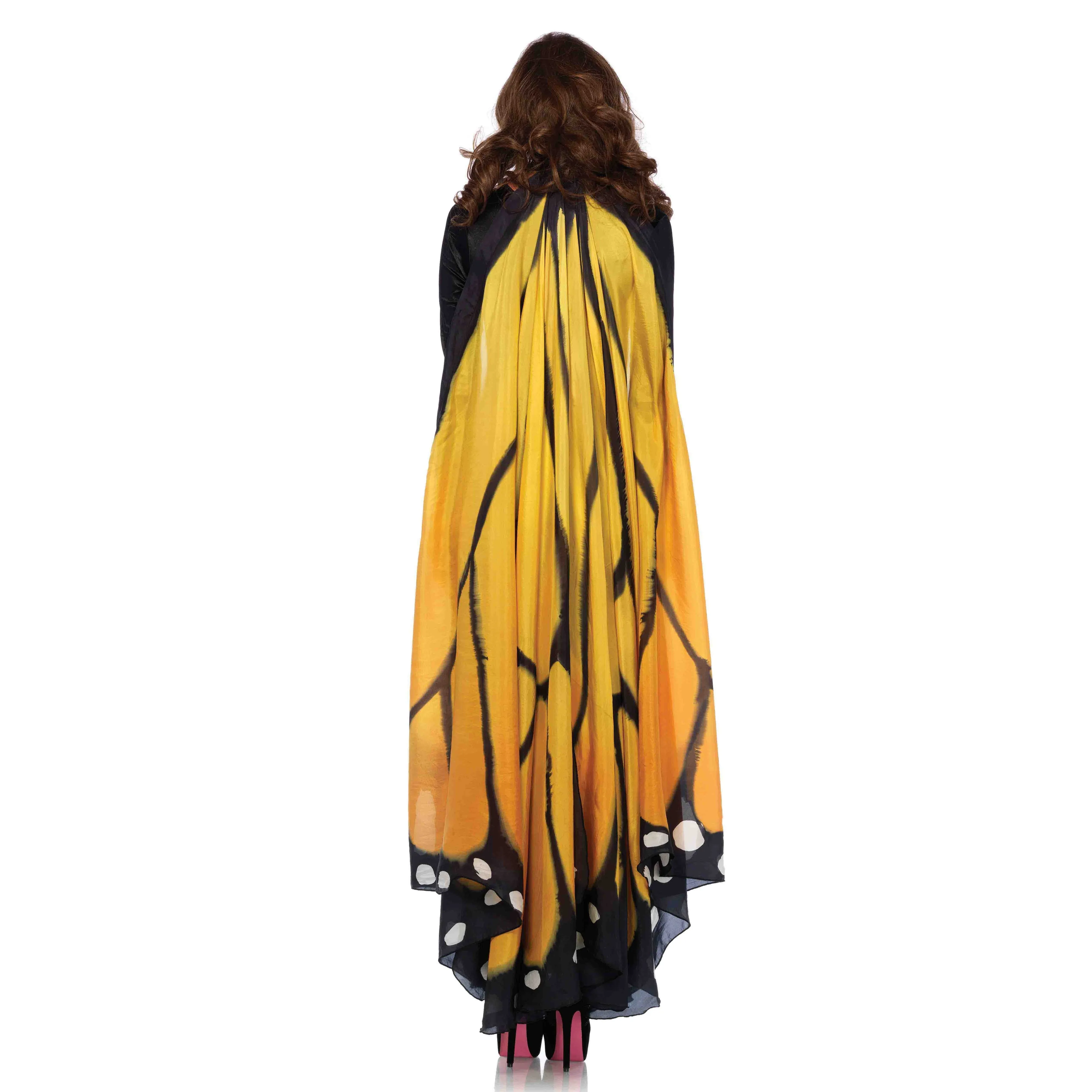 Festival Butterfly Wing Halter Cape - Orange/  - One Size - Black