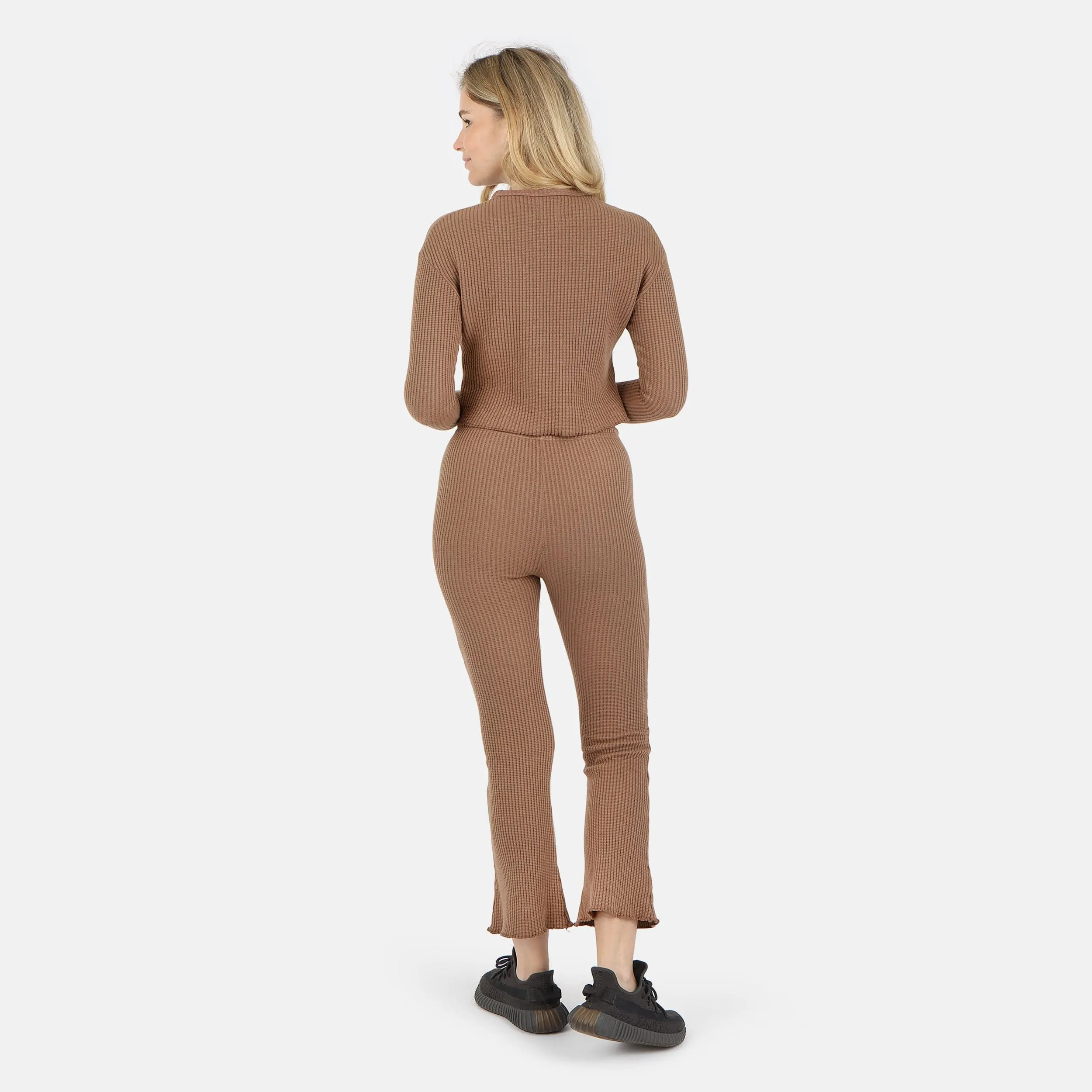 Fiona Organic Cotton Waffle Thermal Pant - Cocoa