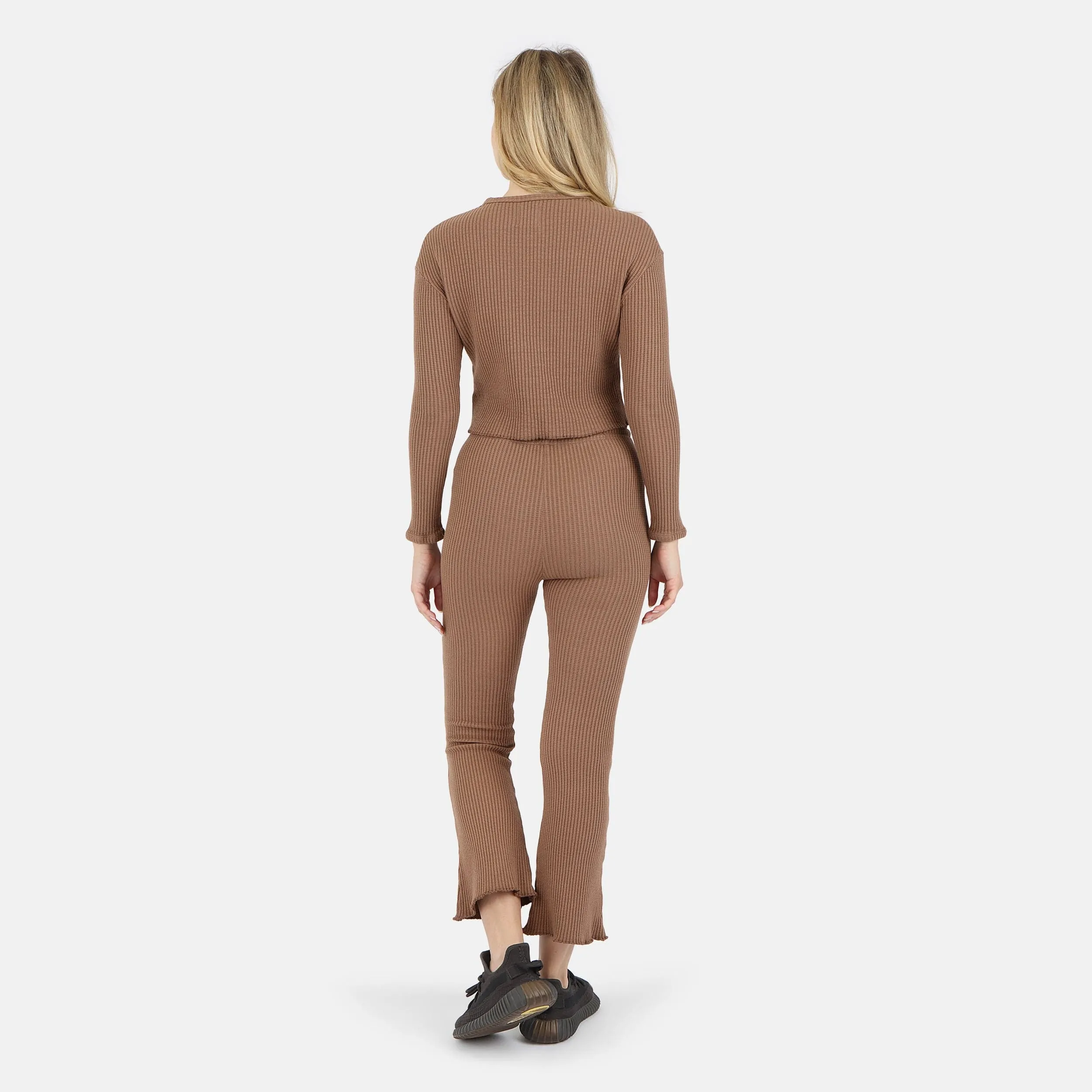 Fiona Organic Cotton Waffle Thermal Pant - Cocoa