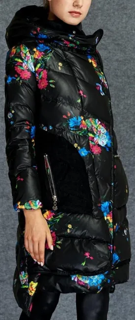 Floral Print Puffer Down Coat