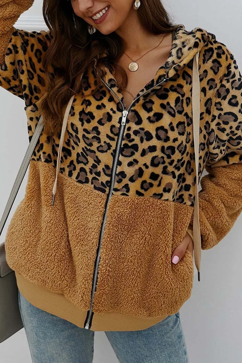 Florcoo Leopard Stitching Coat