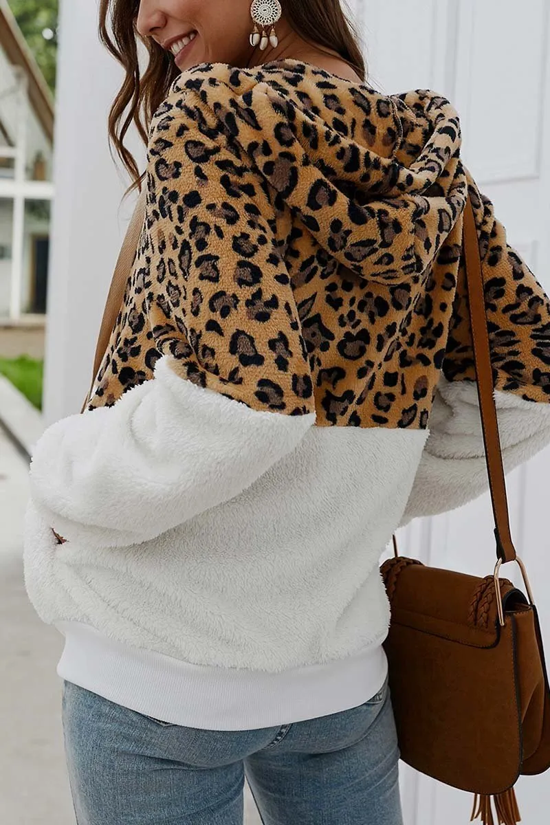 Florcoo Leopard Stitching Coat